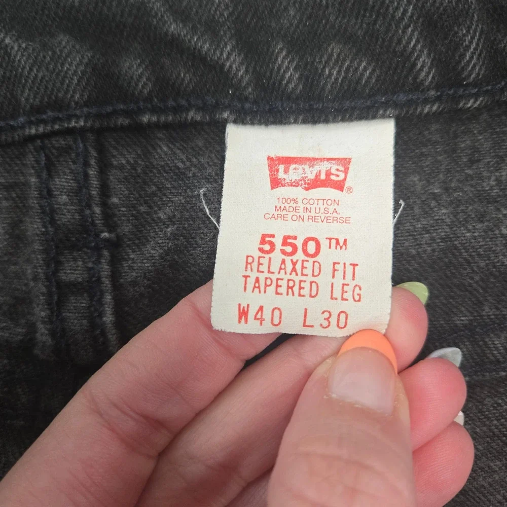 Vintage 90s Levi's 550 Black Relaxed Tapered Straight Jeans Size 36 Made in USA